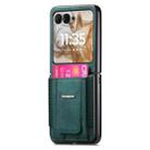 For Motorola Moto Razr 50 Retro Leather Fold Stand Elastic Card Bag Phone Case(Green) - 2