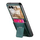 For Motorola Moto Razr 50 Retro Leather Fold Stand Elastic Card Bag Phone Case(Green) - 3