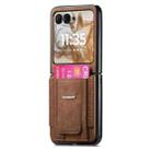 For Motorola Moto Razr 50 Retro Leather Fold Stand Elastic Card Bag Phone Case(Brown) - 2
