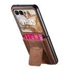 For Motorola Moto Razr 50 Retro Leather Fold Stand Elastic Card Bag Phone Case(Brown) - 3