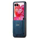 For Motorola Moto Razr 50 Ultra Retro Leather Fold Stand Elastic Card Bag Phone Case(Blue) - 2