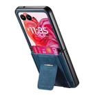 For Motorola Moto Razr 50 Ultra Retro Leather Fold Stand Elastic Card Bag Phone Case(Blue) - 3