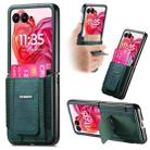 For Motorola Moto Razr 50 Ultra Retro Leather Fold Stand Elastic Card Bag Phone Case(Green) - 1