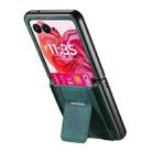 For Motorola Moto Razr 50 Ultra Retro Leather Fold Stand Elastic Card Bag Phone Case(Green) - 3