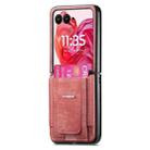 For Motorola Moto Razr 50 Ultra Retro Leather Fold Stand Elastic Card Bag Phone Case(Pink) - 2