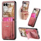 For Motorola Moto Razr 60 Retro Leather Fold Stand Elastic Card Bag Phone Case(Pink) - 1