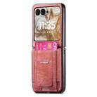 For Motorola Moto Razr 60 Retro Leather Fold Stand Elastic Card Bag Phone Case(Pink) - 2