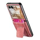 For Motorola Moto Razr 60 Retro Leather Fold Stand Elastic Card Bag Phone Case(Pink) - 3