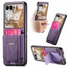 For Motorola Moto Razr 60 Retro Leather Fold Stand Elastic Card Bag Phone Case(Purple) - 1