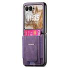For Motorola Moto Razr 60 Retro Leather Fold Stand Elastic Card Bag Phone Case(Purple) - 2