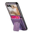 For Motorola Moto Razr 60 Retro Leather Fold Stand Elastic Card Bag Phone Case(Purple) - 3