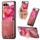 For Motorola Moto Razr 60 Ultra Retro Leather Fold Stand Elastic Card Bag Phone Case(Pink) - 1