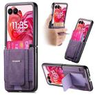 For Motorola Moto Razr 60 Ultra Retro Leather Fold Stand Elastic Card Bag Phone Case(Purple) - 1