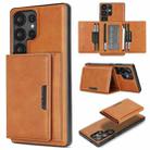 For Samsung Galaxy S22 Ultra 5G Kalebol Strong Magnetic MagSafe Tri-Fold Wallet Leather Phone Case(Brown) - 1