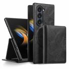 For Samsung Galaxy Z Fold7 Kalebol Strong Magnetic MagSafe Tri-Fold Wallet Leather Phone Case(Black) - 1