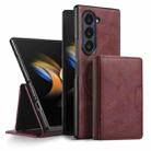 For Samsung Galaxy Z Fold7 Kalebol Strong Magnetic MagSafe Tri-Fold Wallet Leather Phone Case(Red) - 1