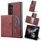 For Samsung Galaxy Z Fold7 Kalebol Strong Magnetic MagSafe Tri-Fold Wallet Leather Phone Case(Red) - 2