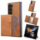 For Samsung Galaxy Z Fold6 Kalebol Strong Magnetic MagSafe Tri-Fold Wallet Leather Phone Case(Brown) - 2