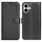 For iPhone 17 Litchi Texture Horizontal Flip Leather Phone Case with Holder(Black) - 1