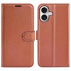 For iPhone 17 Litchi Texture Horizontal Flip Leather Phone Case with Holder(Brown) - 1