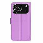 For iPhone 17 Pro Litchi Texture Horizontal Flip Leather Phone Case with Holder(Purple) - 3