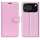 For iPhone 17 Pro Litchi Texture Horizontal Flip Leather Phone Case with Holder(Pink) - 1