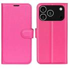 For iPhone 17 Pro Litchi Texture Horizontal Flip Leather Phone Case with Holder(Rose Red) - 1