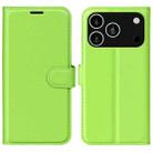 For iPhone 17 Pro Litchi Texture Horizontal Flip Leather Phone Case with Holder(Green) - 1