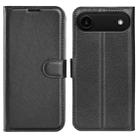 For iPhone 17 Air Litchi Texture Horizontal Flip Leather Phone Case with Holder(Black) - 1