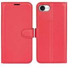 For iPhone 16e Litchi Texture Horizontal Flip Leather Phone Case with Holder(Red) - 1
