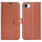 For iPhone 16e Litchi Texture Horizontal Flip Leather Phone Case with Holder(Brown) - 1
