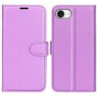 For iPhone 16e Litchi Texture Horizontal Flip Leather Phone Case with Holder(Purple) - 1