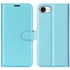 For iPhone 16e Litchi Texture Horizontal Flip Leather Phone Case with Holder(Blue) - 1