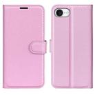 For iPhone 16e Litchi Texture Horizontal Flip Leather Phone Case with Holder(Pink) - 1
