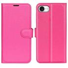 For iPhone 16e Litchi Texture Horizontal Flip Leather Phone Case with Holder(Rose Red) - 1