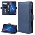 For iPhone XR Dual-side Magnetic Buckle Horizontal Flip Leather Case with Holder & Card Slots & Photo Frame(Dark Blue) - 1