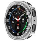 For Samsung Galaxy Watch 8 44mm Single Row Diamond Half Coverage Hollow PC Watch Case(Electroplated Silver) - 2