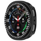For Samsung Galaxy Watch 8 44mm Single Row Diamond Half Coverage Hollow PC Watch Case(Electroplated Black) - 2