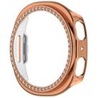For Samsung Galaxy Watch 8 44mm Single Row Diamond Half Coverage Hollow PC Watch Case(Electroplated Rose Gold) - 3