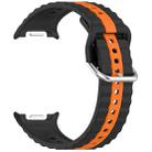 For Samsung Galaxy Watch 8 40mm / 44mm Vertical Two Color Silicone Watch Band(Black Orange) - 2