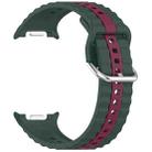 For Samsung Galaxy Watch 8 40mm / 44mm Vertical Two Color Silicone Watch Band(Dark Green Wine Red) - 2