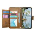 For iPhone 13 Pro Flowers Leaves Zipper Wallet Leather Phone Case with Strap(Brown) - 3