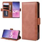 Wallet Stand Leather Cell Phone Case for Galaxy S10，with Wallet & Holder & Card Slots(Brown) - 1
