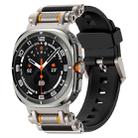For Samsung Galaxy Watch Ultra 47mm Metal Watch Connector Silicone Watch Band(Titanium Black) - 1