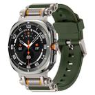 For Samsung Galaxy Watch Ultra 47mm Metal Watch Connector Silicone Watch Band(Titanium Green) - 1
