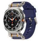 For Samsung Galaxy Watch Ultra 47mm Metal Watch Connector Silicone Watch Band(Titanium Blue) - 1