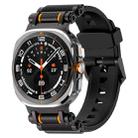 For Samsung Galaxy Watch Ultra 47mm Metal Watch Connector Silicone Watch Band(Black Black) - 1