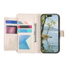 For Samsung Galaxy S24+ 5G Flowers Leaves Zipper Wallet Leather Phone Case with Strap(Khaki) - 3
