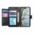 For Samsung Galaxy S24+ 5G Flowers Leaves Zipper Wallet Leather Phone Case with Strap(Black) - 3