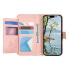 For Samsung Galaxy S23+ 5G Flowers Leaves Zipper Wallet Leather Phone Case with Strap(Pink) - 3